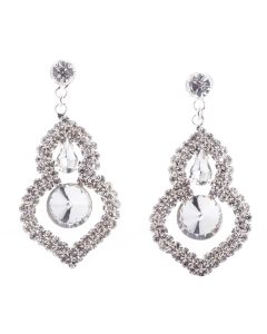 Jubilee Fancy Rhinestone Diamond Crystal Rivoli Drop Earrings - Silver
