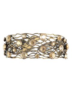 Konplott Cages Golden Shadow Crystal Antique Brass Narrow Cuff Bangle Bracelet