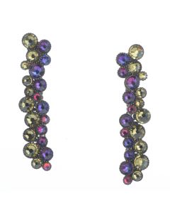 Konplott Jewelry - Long Green & Lila Inside Out Crystal Post Earrings