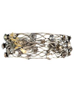 Konplott Cages Multi Color Antique Silver Narrow Cuff Bangle Bracelet