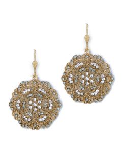 Catherine Popesco Small Lacy Crystal and Gold Round Earrings