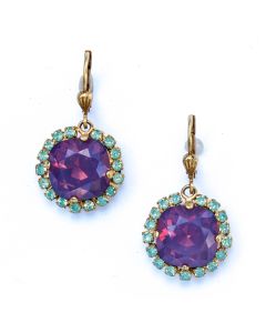 Catherine Popesco Large Stone Earrings With Crystals - Lavender & Pacific Opal 