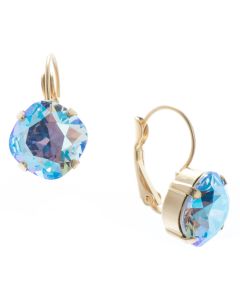 Lisa Marie 12mm Square Swarovski Crystal Earrings - Sapphire Shimmer