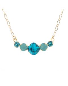 Lisa Marie Jewelry 5 Stone Swarovski Crystal Necklace - Aqua Combo