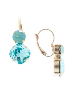 Lisa Marie Jewelry Two Stone Swarovski Crystal Earrings - Aqua Combo