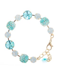 Lisa Marie Jewelry White & Aqua Almond Blossoms Swarovski Crystal Bracelet