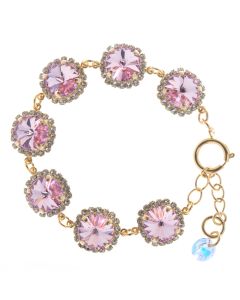 Lisa Marie Pink Rivoli Swarovski Crystal Rhinestone Bracelet