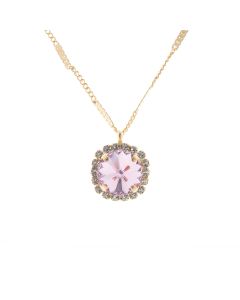 Lisa Marie Pink Rivoli Swarovski Crystal Rhinestone Necklace