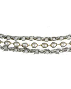 Pearl Catherine Popesco Thick Multi Chain Necklace in Silver