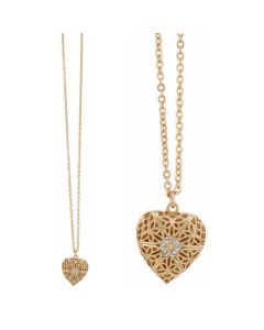 Catherine Popesco Gold Filigree Heart Locket Pendant Necklace