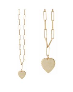 Catherine Popesco Gold Heart Pendant On Paper Clip Chain Necklace