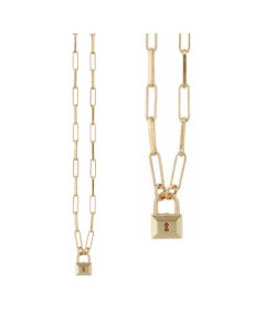 Catherine Popesco Gold Lock Pendant Necklace