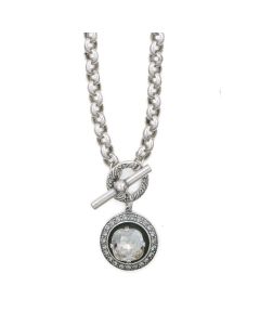 Catherine Popesco Large Stone in Round Crystal Frame Necklace - Assorted Colors