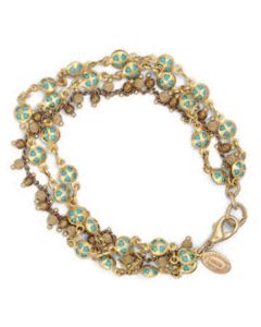 Catherine Popesco Three Strand Turquoise and Gold Bracelet