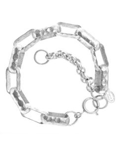 Catherine Popesco Hammered Large Link Bracelet in Silver