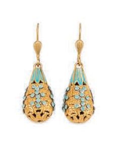 Catherine Popesco French Enamel 3-D Teardrop Shaped Crystal Earrings - Assorted Colors