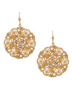 Catherine Popesco French Enamel Large Round Crystal Earrings - Assorted Colors
