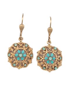 Catherine Popesco Small Gold French Enamel Crystal Earrings