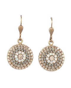 Catherine Popesco Gold Round Pave Champagne & Opal Crystal Earrings