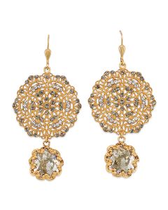 Catherine Popesco Lacy Medallion Filligree Crystal Earrings with Drop
