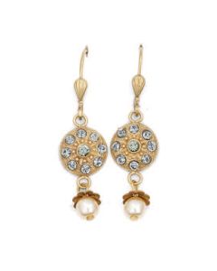 Catherine Popesco Black Diamond Crystal & Pearl Drop Earrings