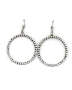 Catherine Popesco Silver and Clear Crystal Hoop Earrings