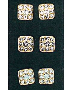 Catherine Popesco Square Post Crystal Earrings - Gold and Black Diamond or Pacific Opal