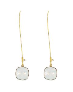 Catherine Popesco Long Hook Large Stone Crystal Earrings - Assorted Colors