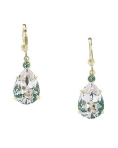 Catherine Popesco Teardrop Crystal Earrings - Clear & Gold