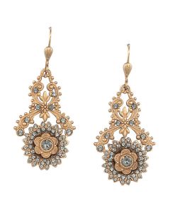 Catherine Popesco Lovely Floral Black Diamond Crystal Earrings