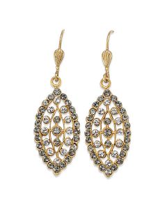 Catherine Popesco Gold & Black Diamond Filigree Marquise Crystal Earrings