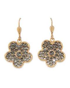 Catherine Popesco Rhinestone Flower Crystal Earrings - Black Diamond