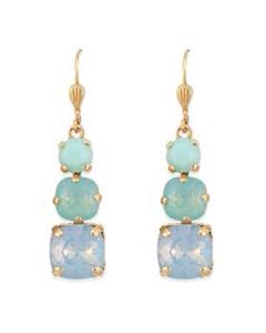 Catherine Popesco 3 Stone Crystal Earrings - Assorted Colors