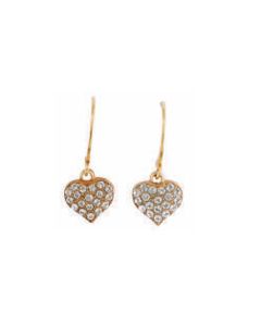 Catherine Popesco Small Gold Heart Crystal Earrings - Red or Clear