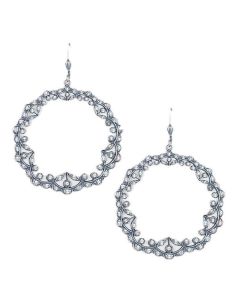 Catherine Popesco Silver Large Open Wreath Crystal Earrings