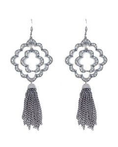 Catherine Popesco Large Open Crystal Tassel Earrings - Gold or Silver