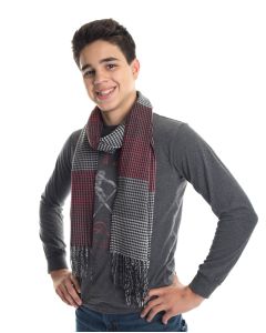 Men's 100% Cashmere Scarf by Rapti Fashion - Black & Red Houndstooth
