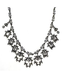 Antique Bronze Clear Crystal Flowers Necklace by Sweet Lola