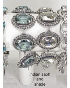 Catherine Popesco Oval Crystal Frame Bracelet - Indian Sapphire or Shade & Silver