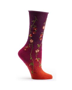 Ozone Socks Tibetan Flowers Sock - Red/Burgundy - Free Shipping!