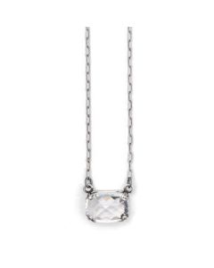 Catherine Popesco Pillow Cut Crystal Necklace - Clear and Silver