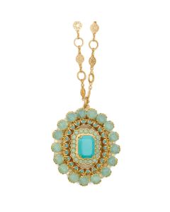 Oval Crystal Pendant Necklace - Pacific Opal