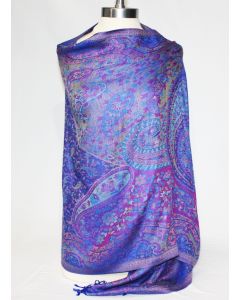 Gorgeous! Silk & Pashmina Paisley Shawl Wrap by Rapti Fashion - Purple