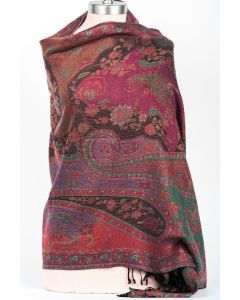 Beautiful! Silk & Wool Floral Paisley Shawl Wrap by Rapti Fashion