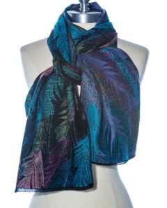 100% Cashmere Scarf by Rapti - Colorful Feathers Pattern