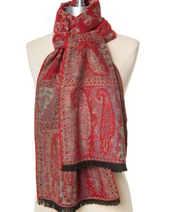 100% Cashmere Red Paisley Scarf by Rapti - Too Soft!
