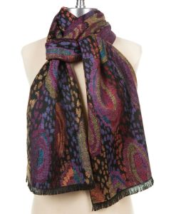 100% Cashmere Scarf by Rapti - Colorful Swirls & Spots