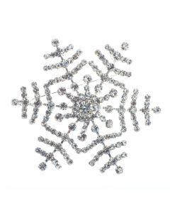 Silver Rhinestone Snowflake Pin Brooch