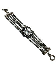 Sweet Lola Bracelet Crystal Flower & Multi Chain Link with Toggle