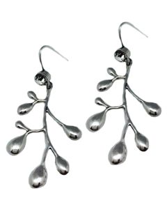Antique Silver Branch with Clear Crystals Earrings by Sweet Lola